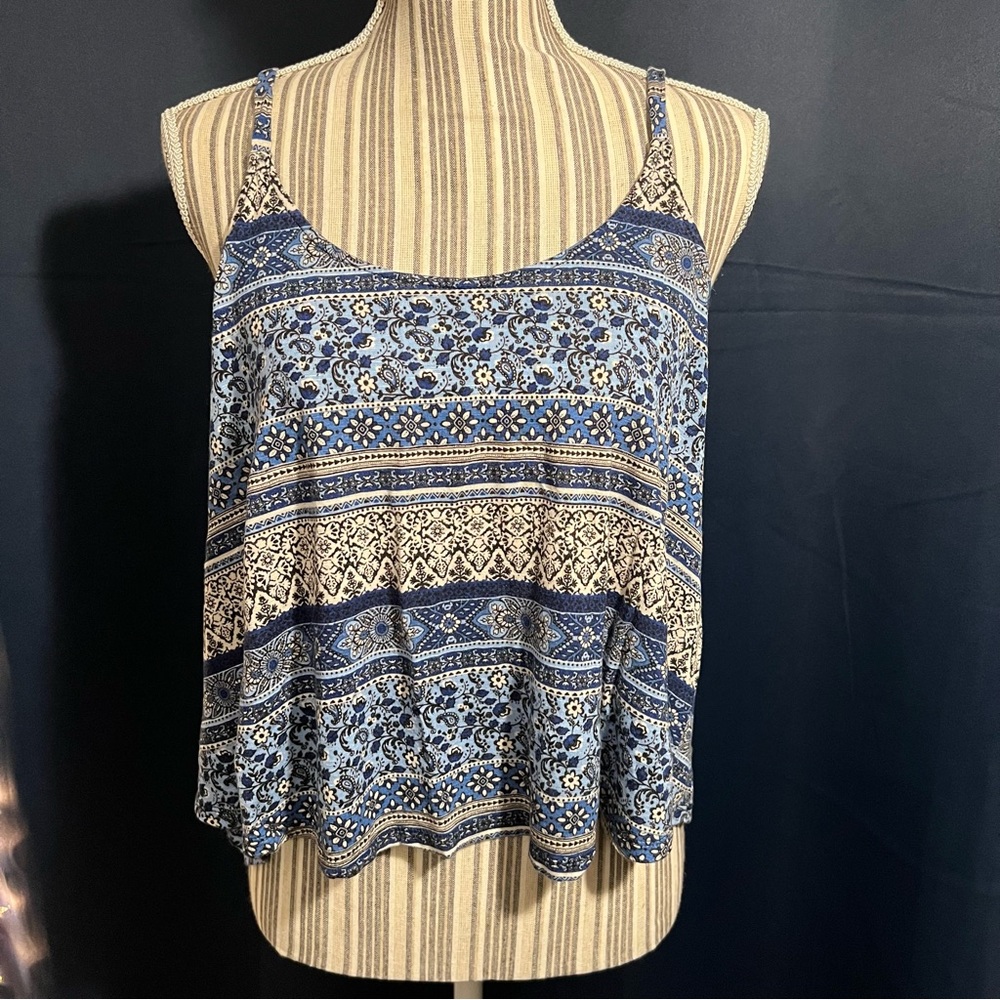 Blue floral design Forever 21 Spaghetti string top